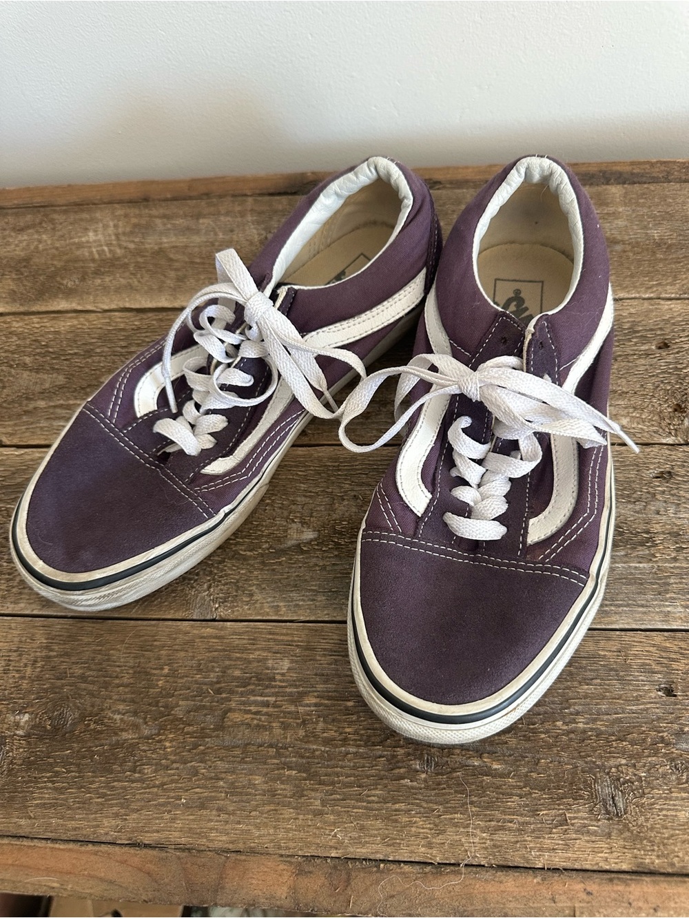 Vans Purple and White Women's Canvas Low-Top Sneakers